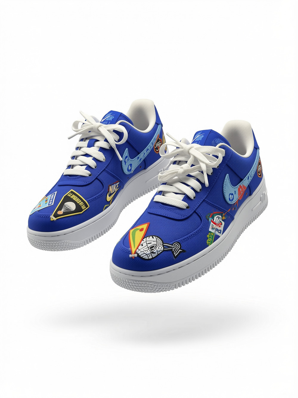 Nike Air Force 1 '07 LV8 Anniversary Edition Blue Patch Sneakers Unisex size 7